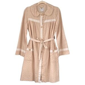 AKER Eyelet Trench Coat‎ Belted Lightweight Spring Summer Jacket 100% Cotton